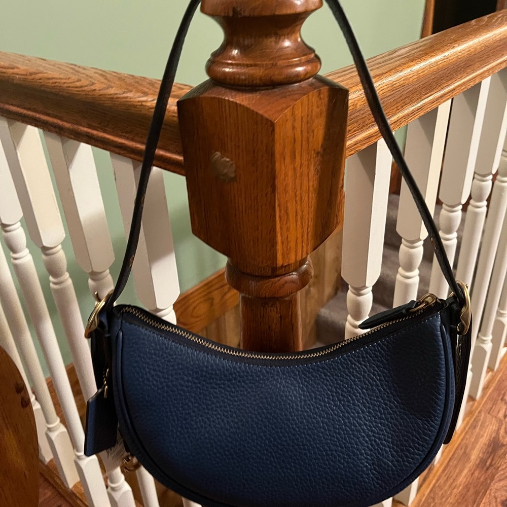 NWT CC439 Coach Luna True Blue Pebbled Leather Shoulder Bag $295